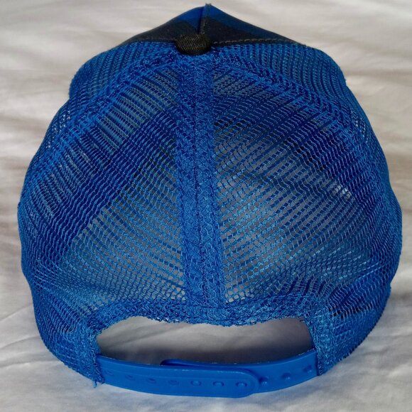 Black & Blue Plaid Cotton & Mesh Adjustable Baseball Cap - Picture 4 of 5